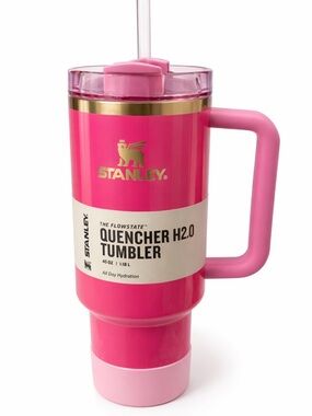 Stanley Pink and Gold Quencher H2.0 Tumbler with Handle
